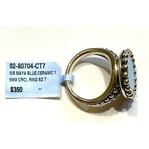 LAGOS Blue Ceramic Beaded Sterling Ring